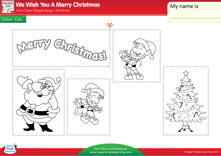Color Cut And Paste Christmas Worksheets