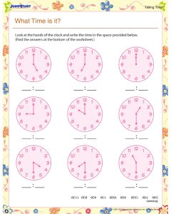 What Time is it? 2nd Grade Time Telling Worksheet JumpStart