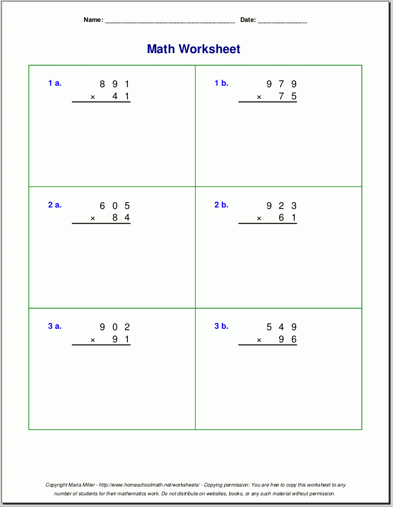 Grade 3 Printable Multiplication Worksheets