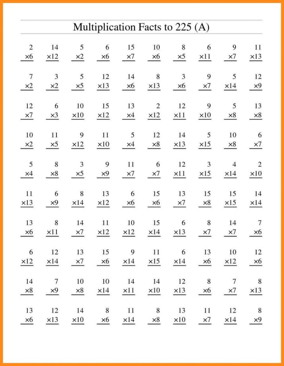 Multiplication Worksheets For 5Th Grade Pdf