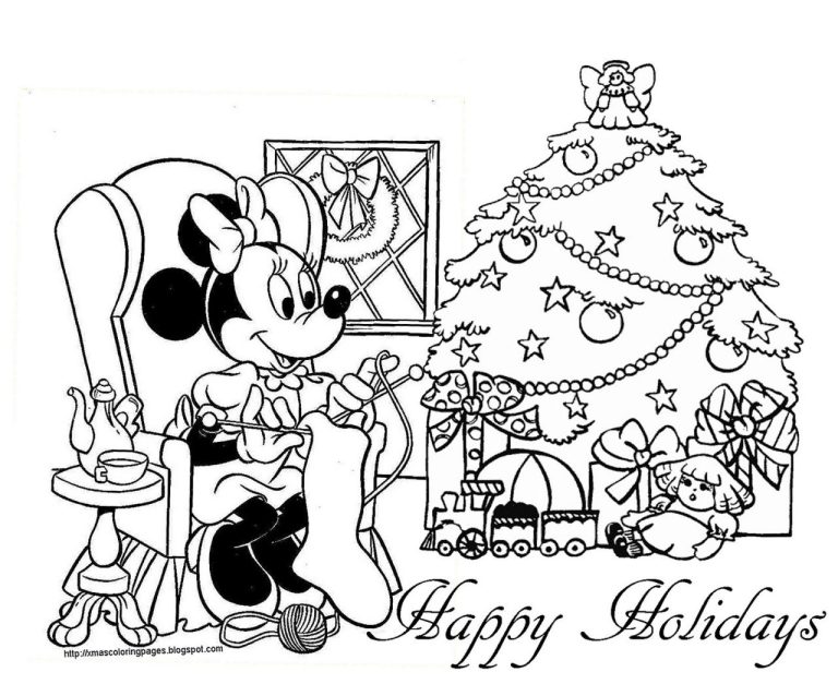 Minnie Mouse Coloring Pages Christmas