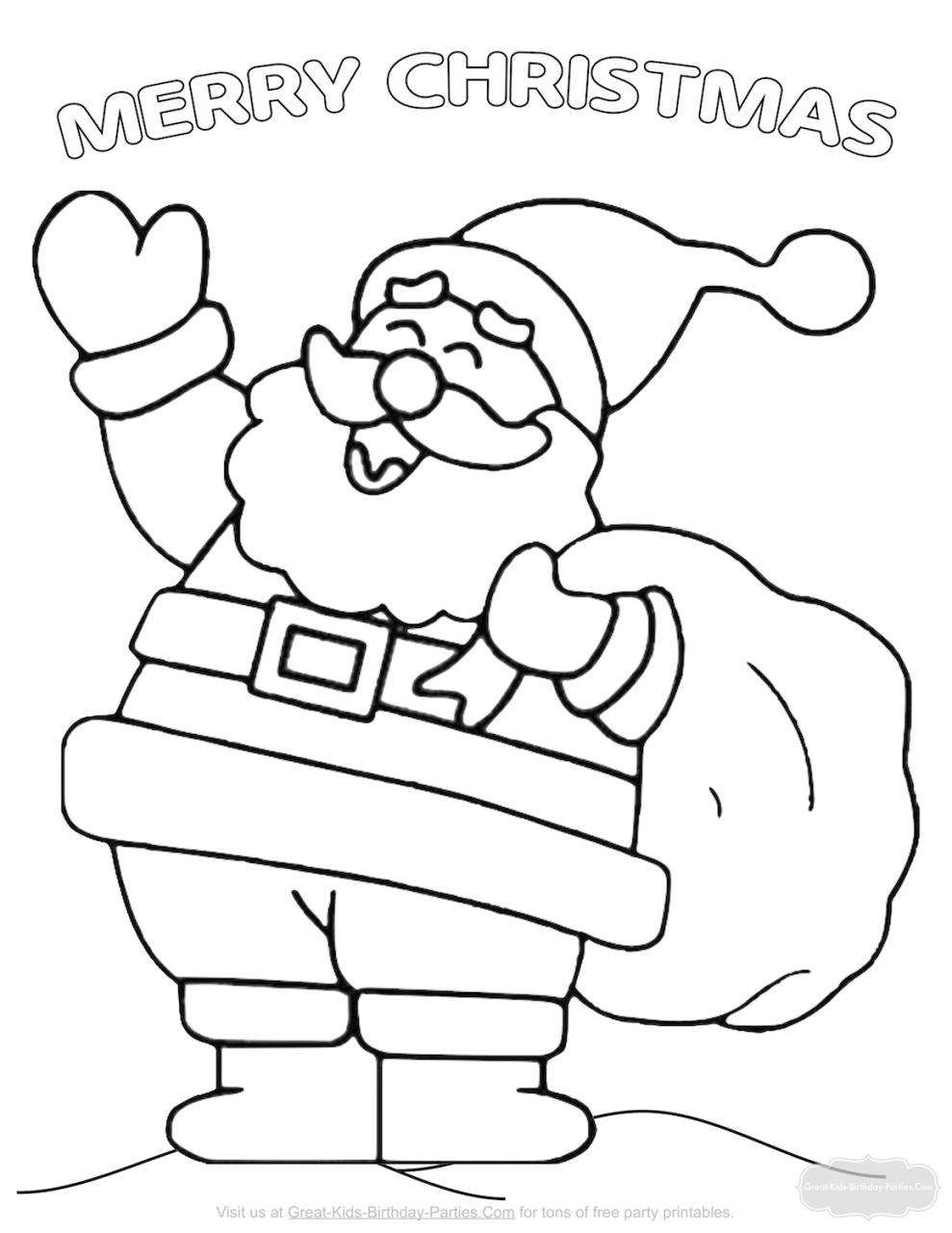 Santa Coloring Pages Simple
