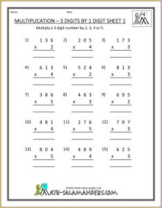 Year 3 Column Multiplication Worksheet Worksheet Resume Examples