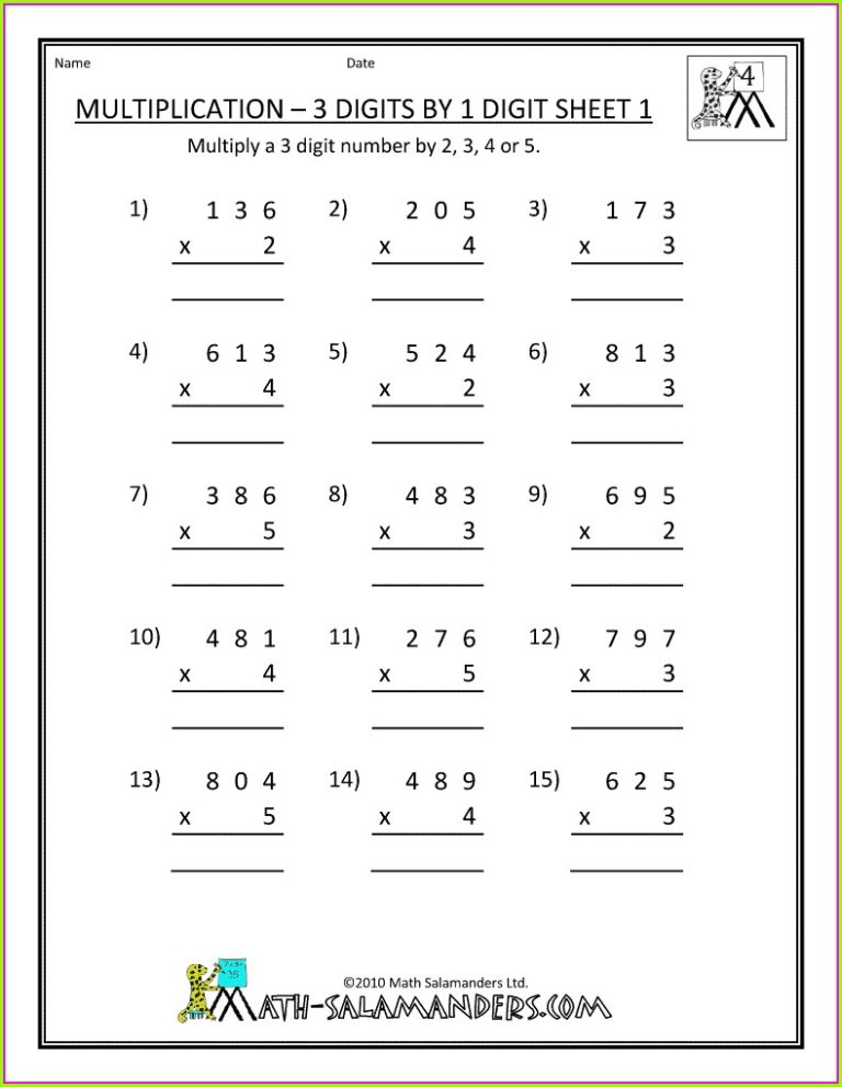 Multiplication Year 3 Worksheets