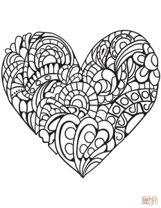 Zentangle Heart coloring page Free Printable Coloring Pages