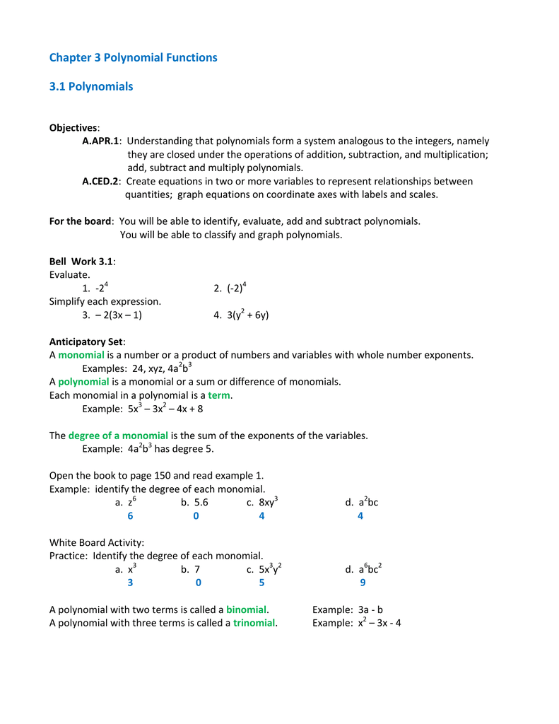Practice 8-1 Adding And Subtracting Polynomials Worksheet Answers