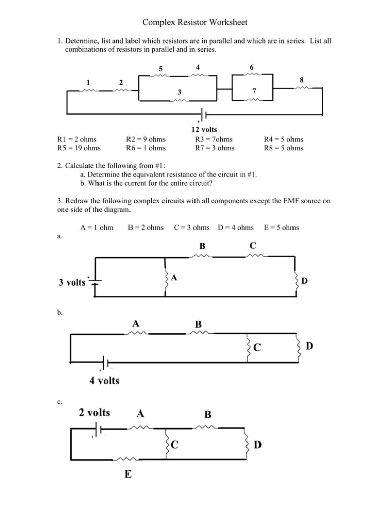 Combination Circuits Worksheet With Answers Pdf