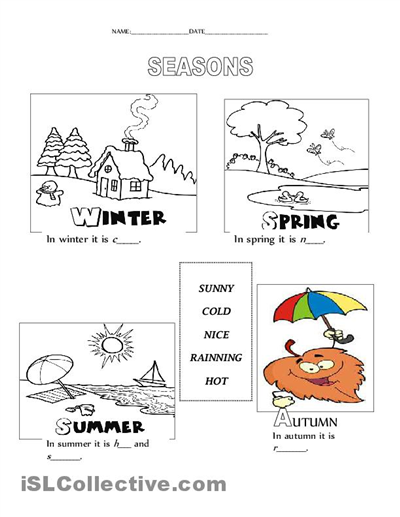Free Printable Seasons Worksheets For Grade 1