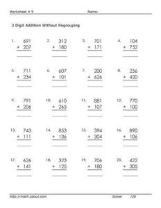Math Worksheets Help Your Kids Learn 3Digit Addition Without