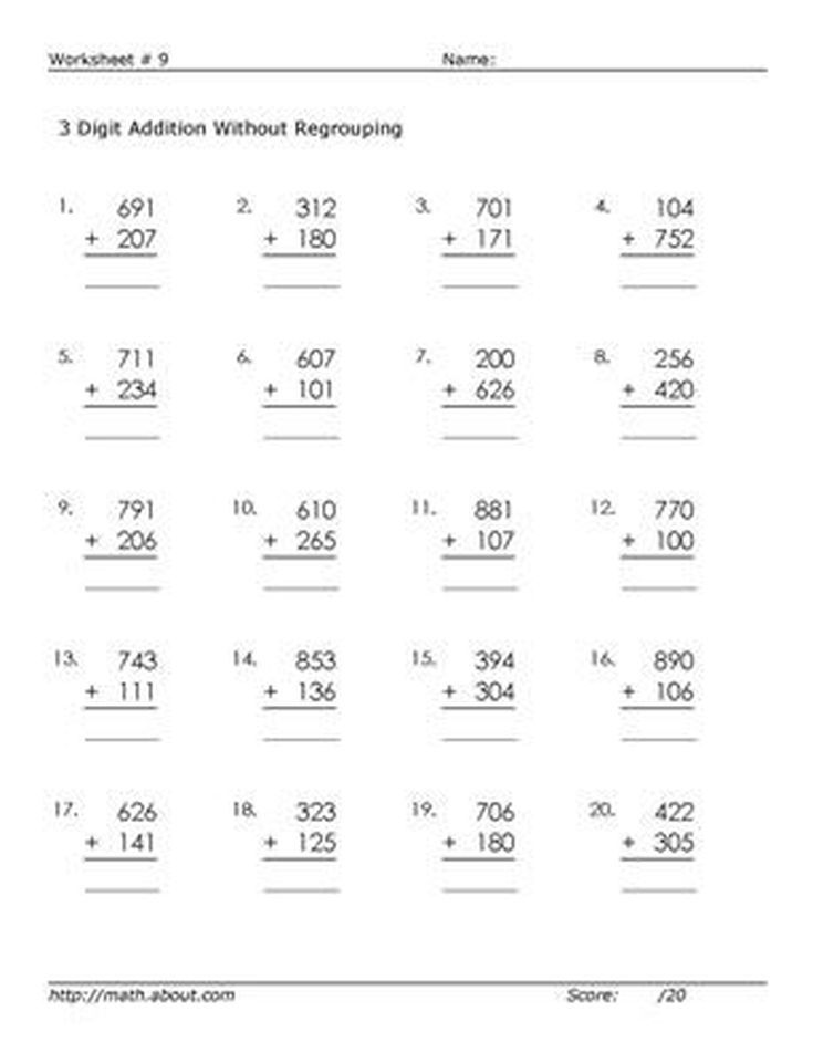 3-Digit Subtraction Without Regrouping Worksheets Pdf