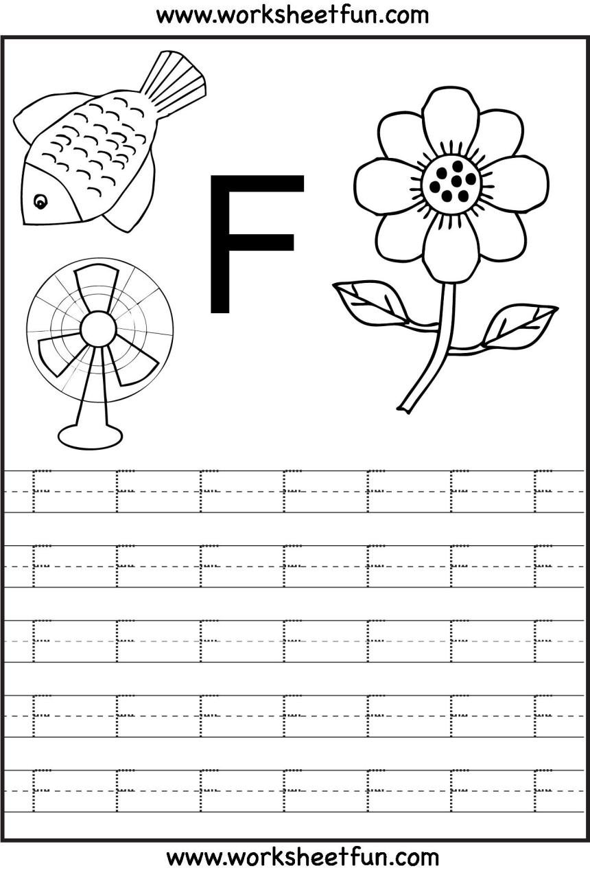 Tracing Letter F Worksheets For Kindergarten