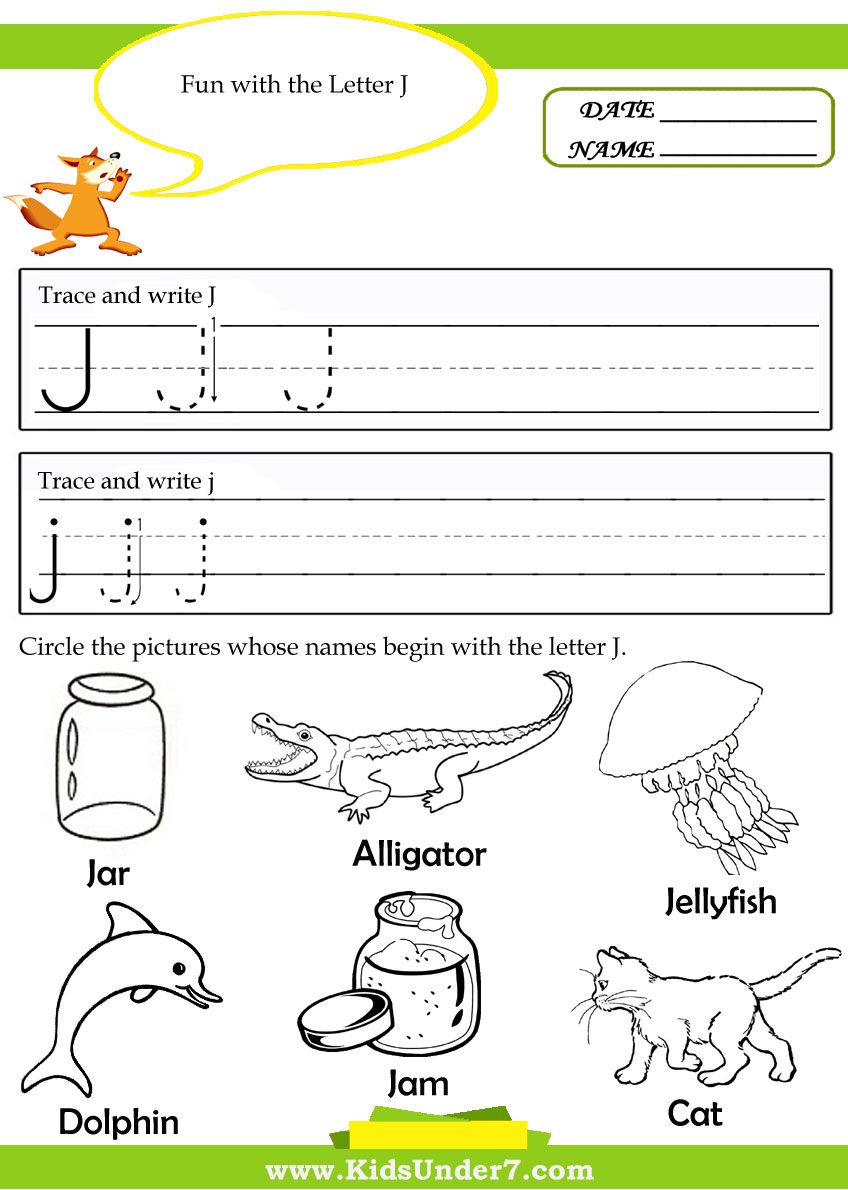 Tracing Letter J Worksheets For Preschool