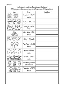 Grade R South African Money Worksheets