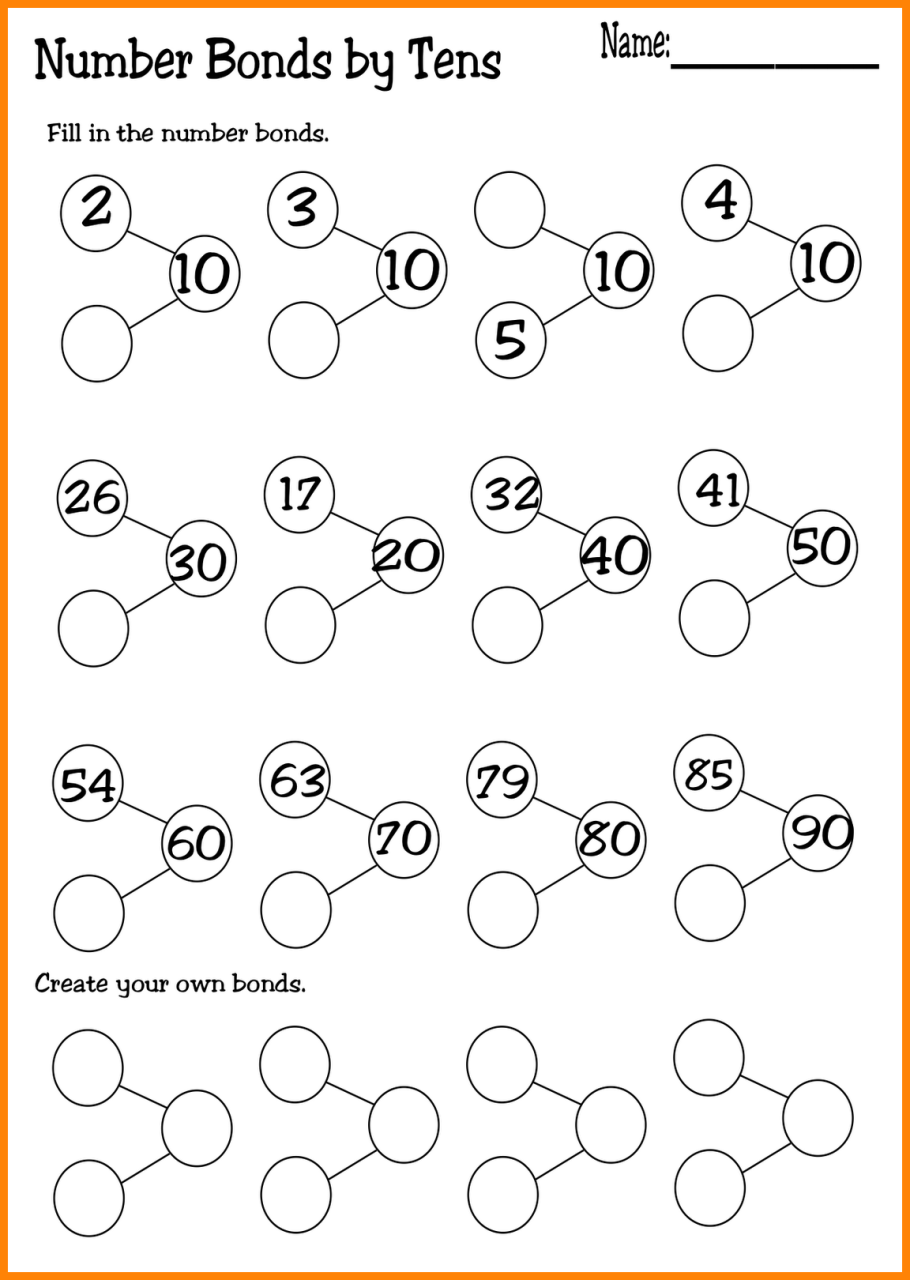 Grade 1 Kindergarten Number Bonds Worksheets