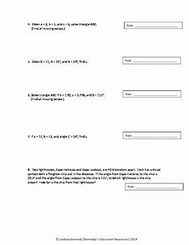 Law Of Sines Practice Worksheet Answers
