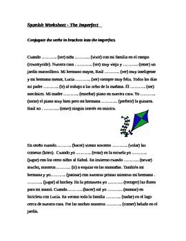 Irregular Imperfect Verbs Spanish Worksheet