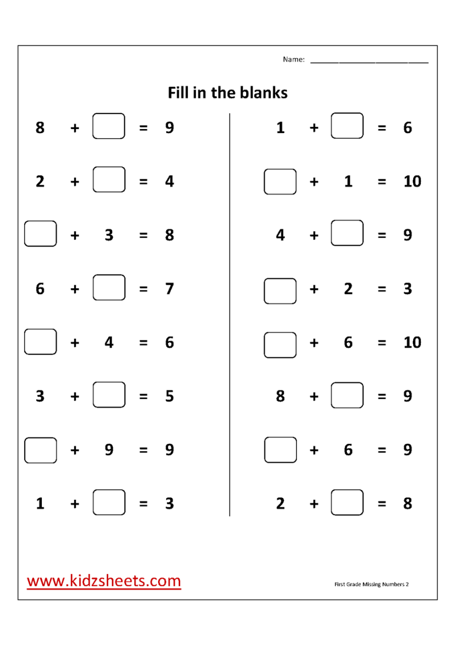 First Grade Maths Worksheet For Class 1 Pdf
