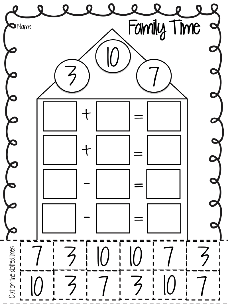 Second Grade Math Fact Family Worksheets