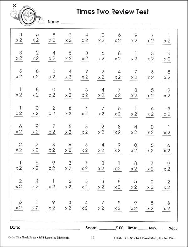 Multiplication Worksheets 100 Questions