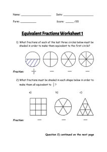 Equivalent Fractions Worksheet 1 worksheet