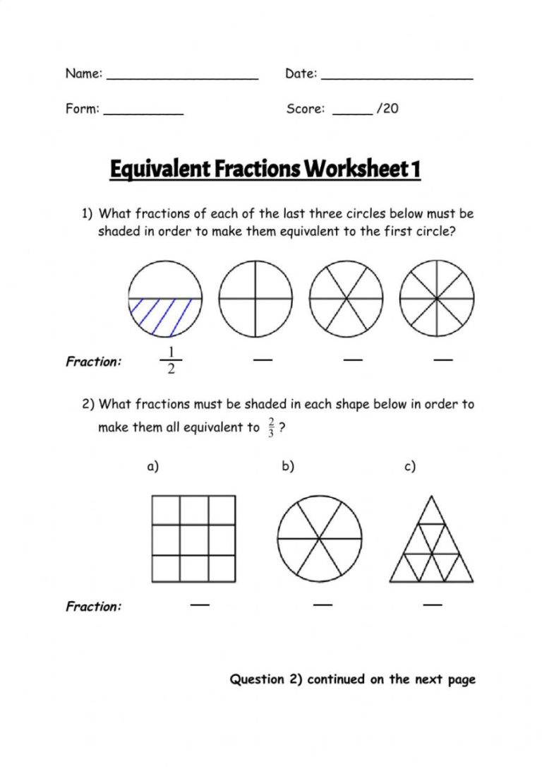 Adding Fractions With Different Denominators Worksheets