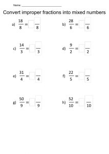 Improper fractions to mixed numbers worksheet