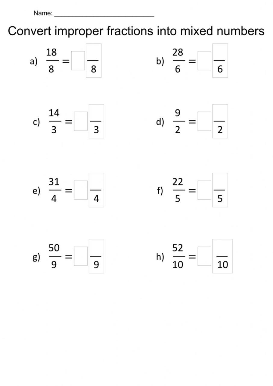 Mixed Fractions Worksheets With Answers
