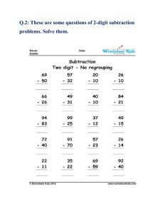 Subtraction worksheet worksheet for Grade 1