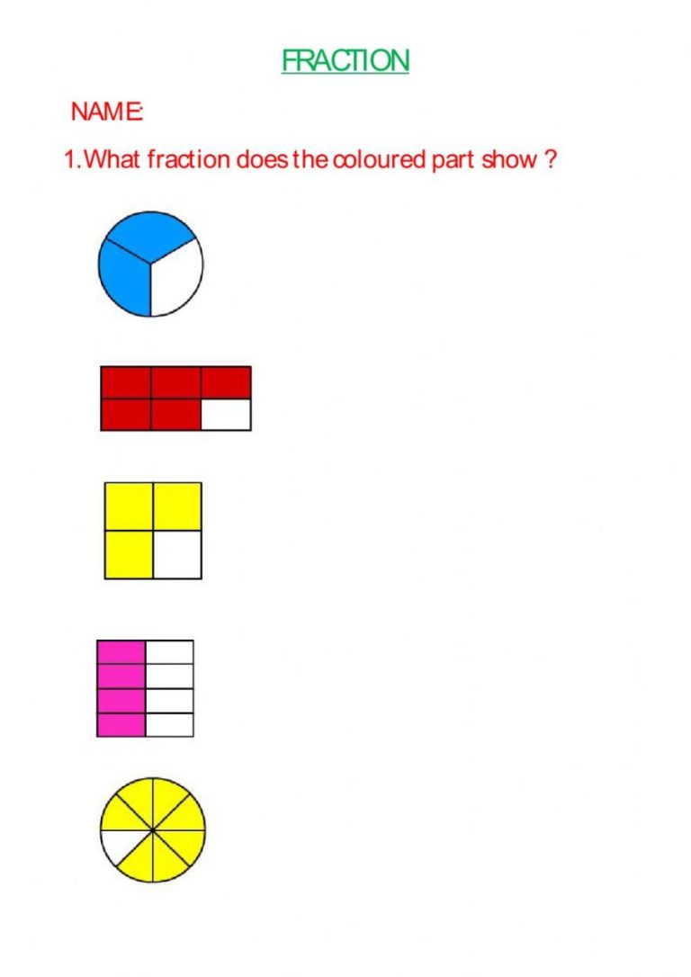 Fraction Worksheets For Grade 4 Online