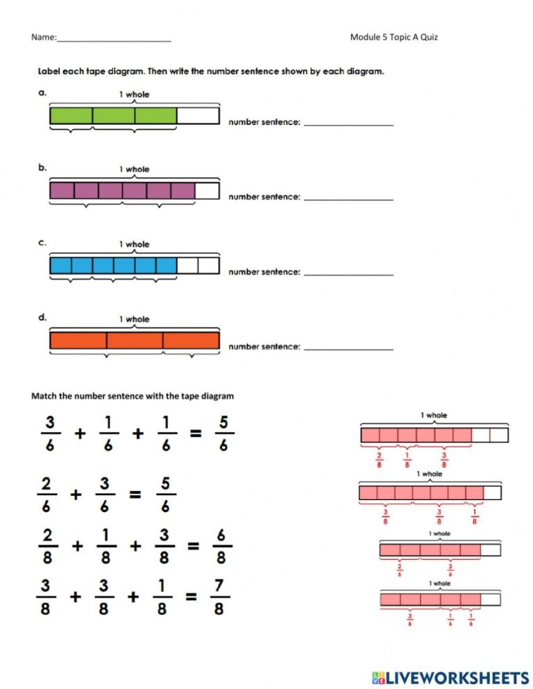 Decomposing And Composing Fractions Worksheets