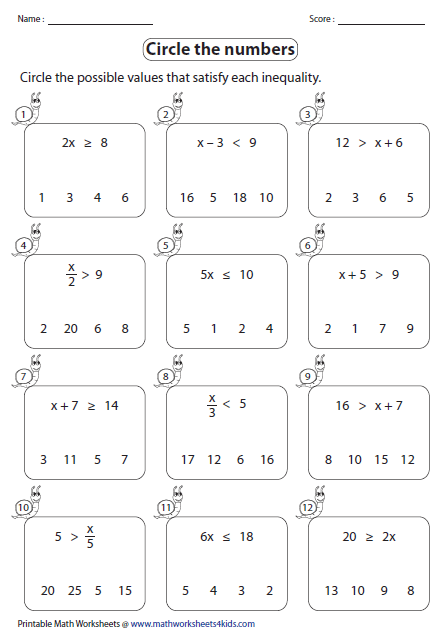 8th Grade One Step Equations Worksheet