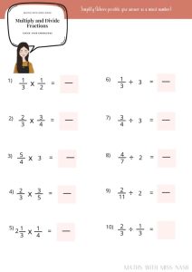 Multiply and Divide fractions worksheet