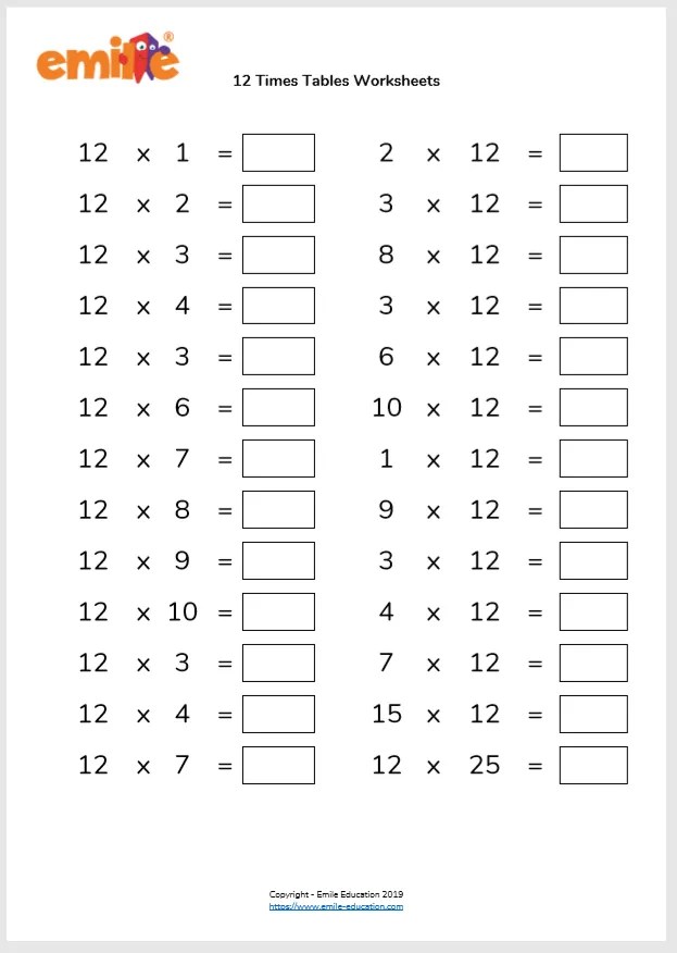 9 Multiplication Worksheet Printable