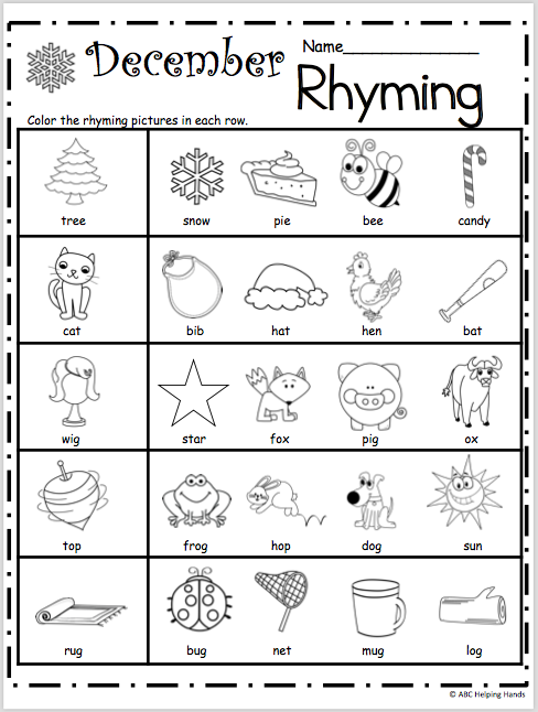 Rhyming Worksheets For Kindergarten Cut And Paste Free