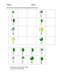Equivalent Fractions MatchUp worksheet