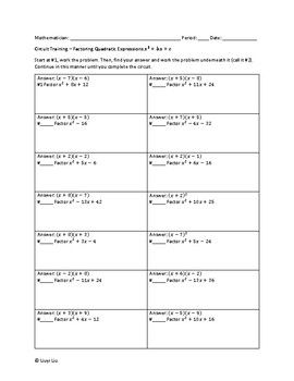Factoring Quadratics By Grouping Worksheet Answers