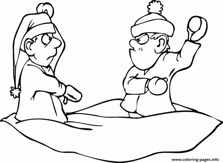 Snowball Fight Coloring Pages