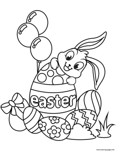 Cute Easter Bunny And Eggs Coloring Pages Printable