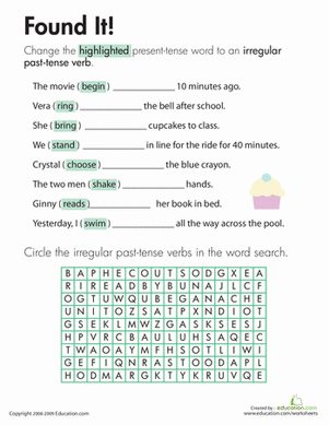 Irregular Verbs Worksheet 3rd Grade Pdf