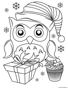 Cute Christmas Owl Coloring Pages Printable