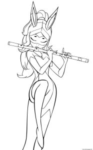 Rena Rouge Playing On Flutes Coloring Pages Printable