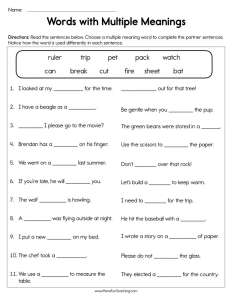 Words with Multiple Meanings Worksheet Multiple meaning words