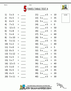 Times Table Tests 2 3 4 5 10 Times Tables Math practice worksheets