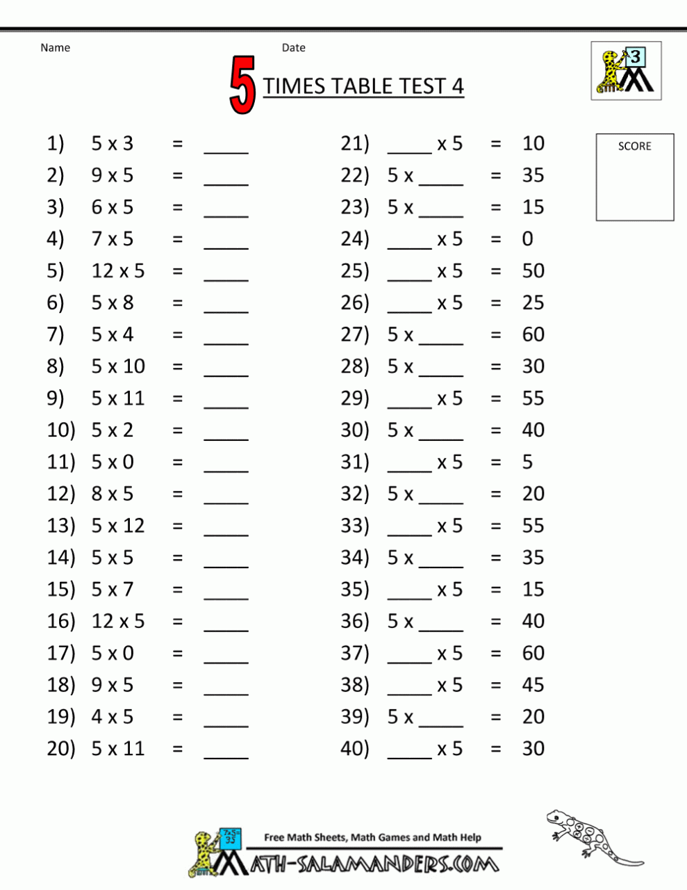 Times Tables Worksheets Year 4 Pdf