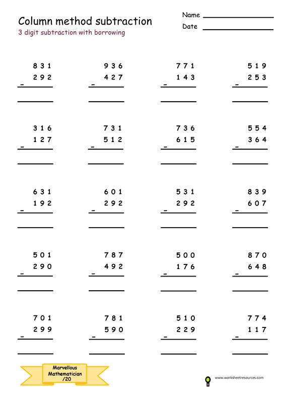 Free Math Worksheets Addition And Subtraction