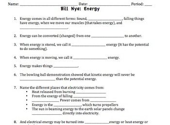 Bill Nye Chemical Reactions Worksheet Answers