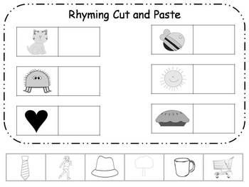 Printable Rhyming Worksheets Cut And Paste