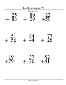 17 Best Images of 2Digit Addition Without Regrouping Worksheets 2nd