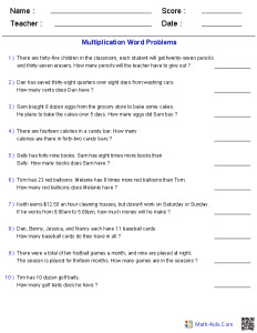 10 Best Images of Multiplication Word Problems Worksheets 4th 2nd