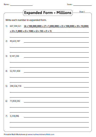 Place Value Expanded Form Worksheets 5th Grade